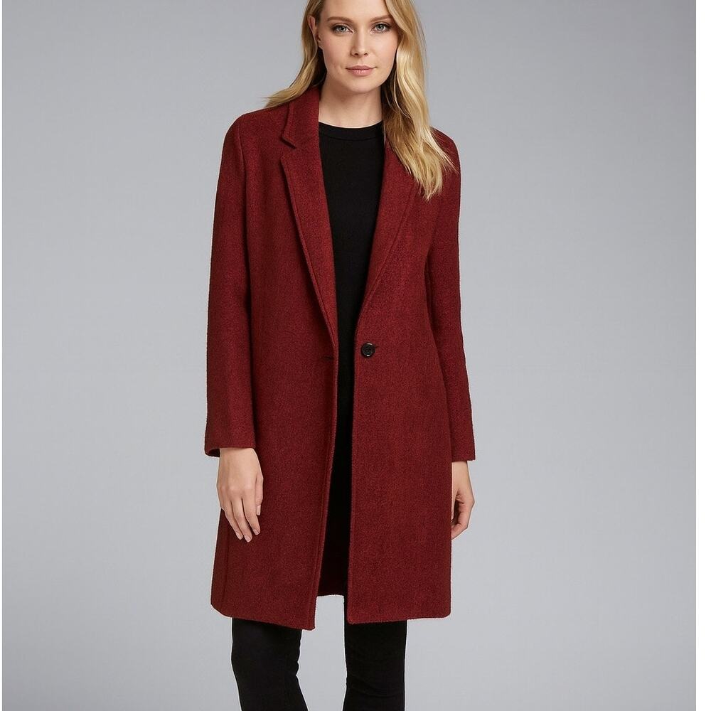 Rachel Zoe Wool Terracotta Red Long Coat